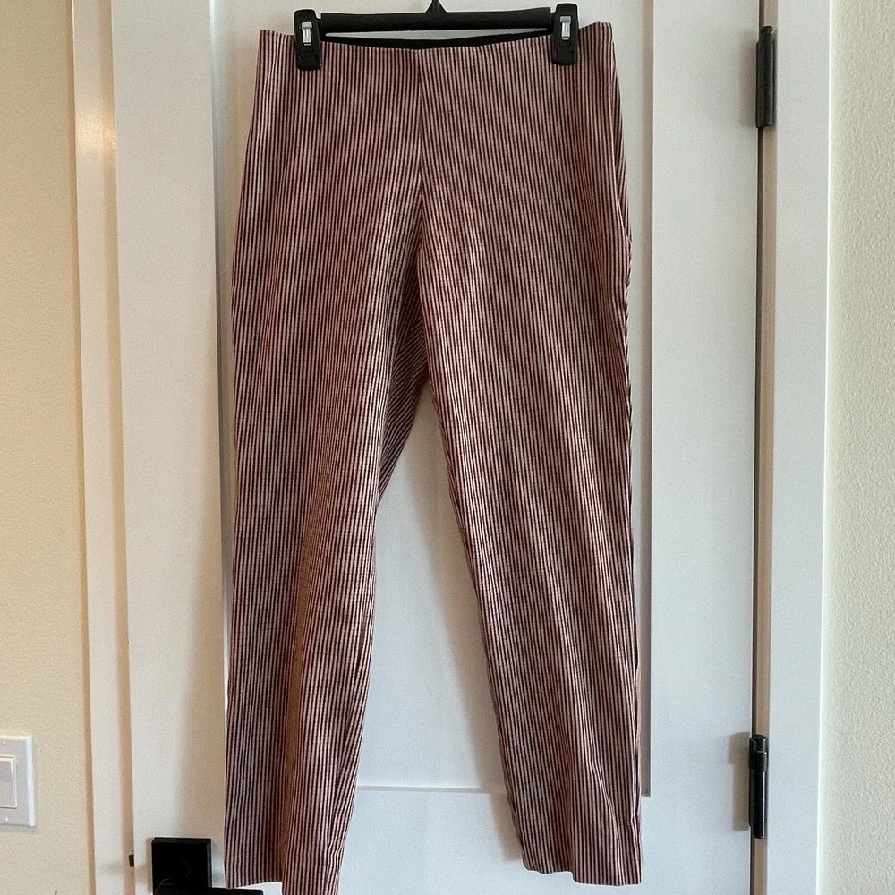 A New Day Womens Pants Side Zip Stretch Ankle High Rise Plaid Size 8‎ Brown Pink